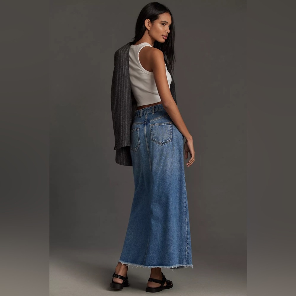 Pilcro EUC Madi Front Slit Denim Maxi‎ Skirt Size 14 - Picture 2 of 8